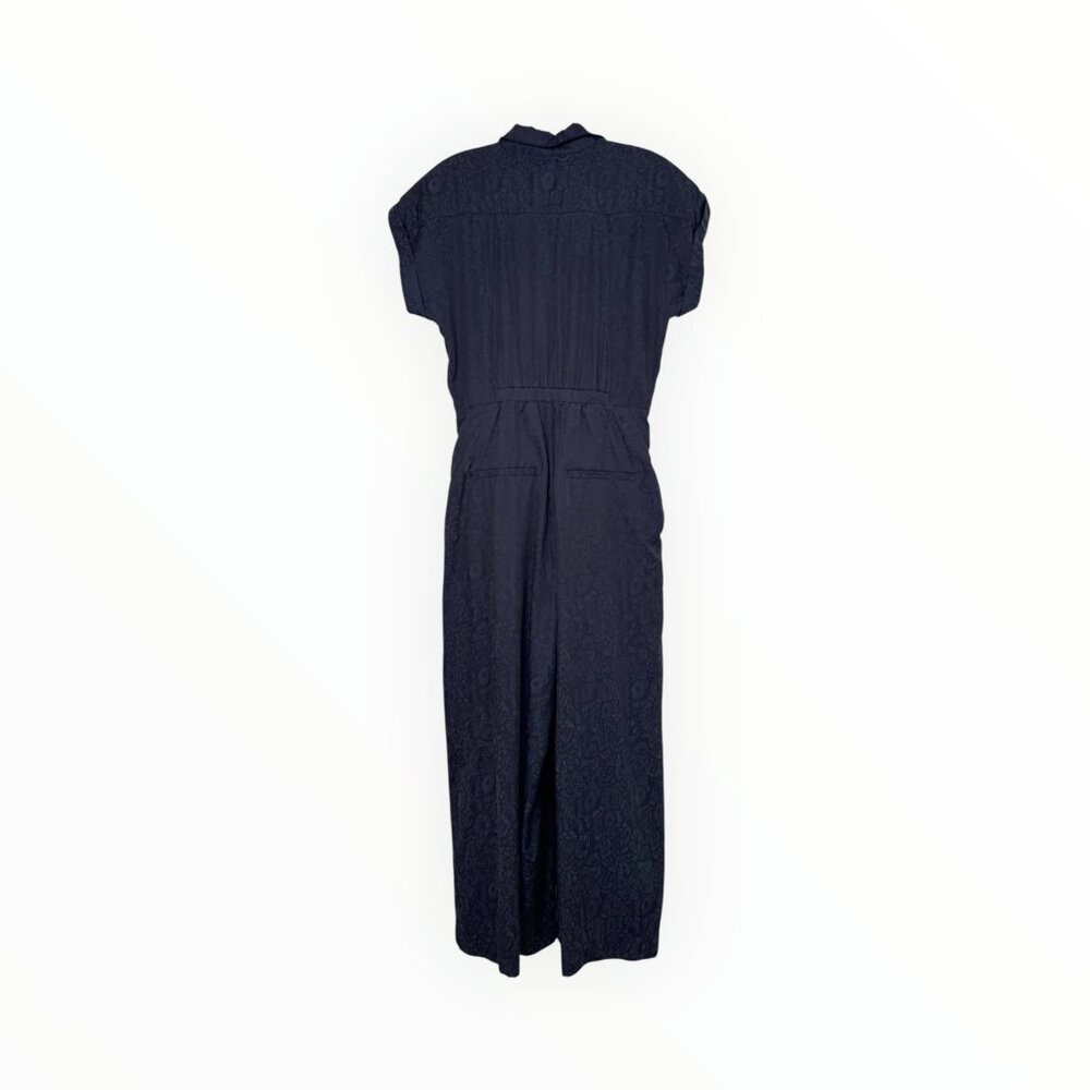 Anthropologie Ett:twa Navy Blue Tie-Front Wide Leg Jumpsuit Size 4 - Picture 6 of 10